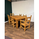 Exquisite Hand-Crafted Solid Pine Farmhouse Table with Six Heavy Beech Chairs
