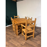 Exquisite Hand-Crafted Solid Pine Farmhouse Table with Six Heavy Beech Chairs