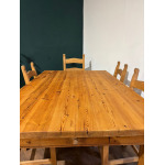Exquisite Hand-Crafted Solid Pine Farmhouse Table with Six Heavy Beech Chairs