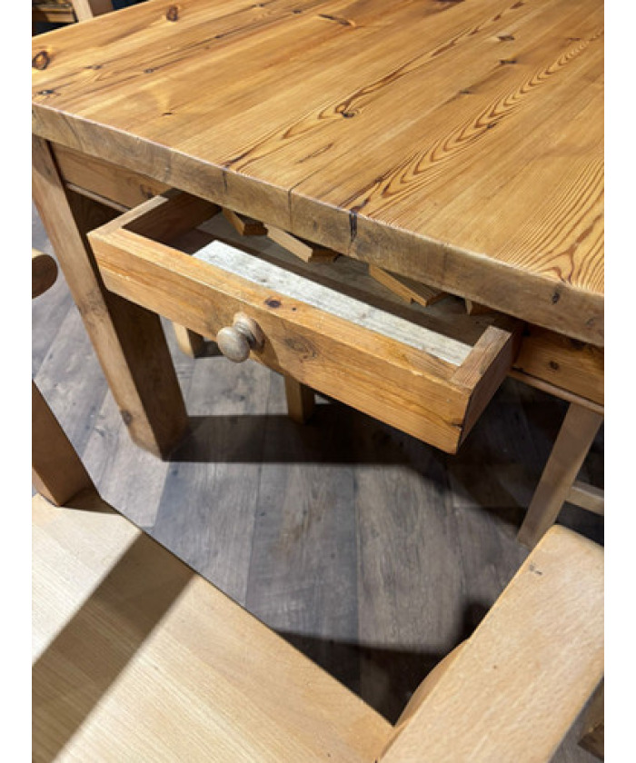 Exquisite Hand-Crafted Solid Pine Farmhouse Table with Six Heavy Beech Chairs