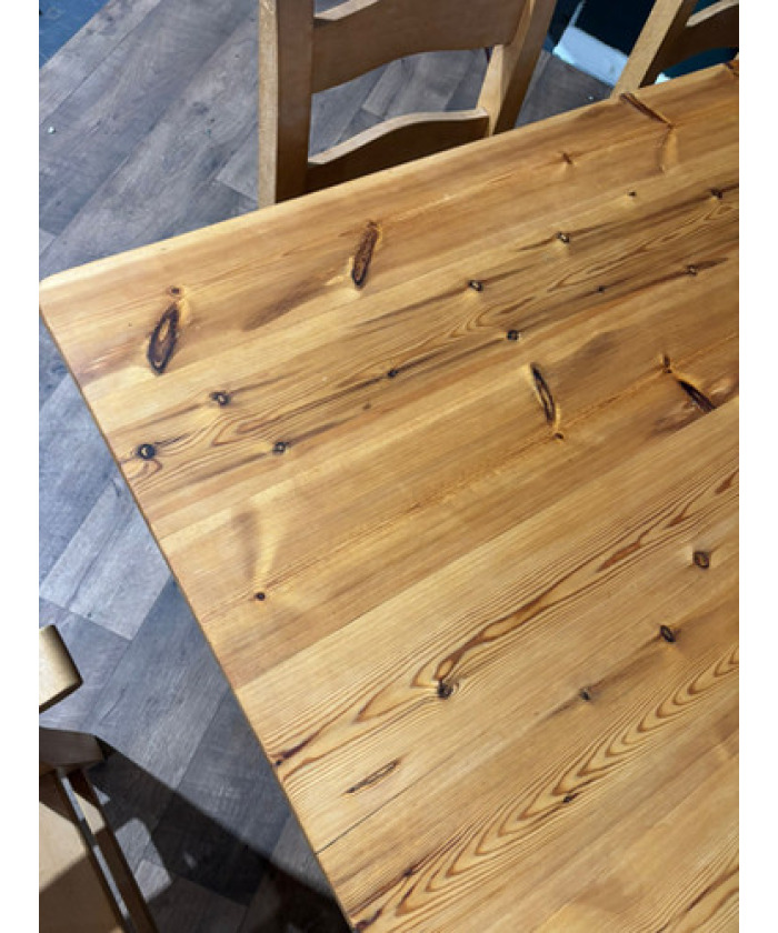 Exquisite Hand-Crafted Solid Pine Farmhouse Table with Six Heavy Beech Chairs