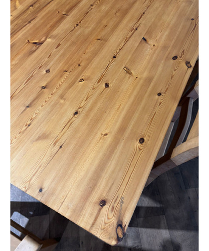 Exquisite Hand-Crafted Solid Pine Farmhouse Table with Six Heavy Beech Chairs