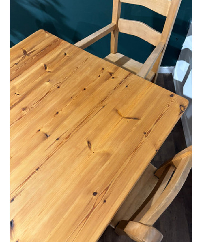 Exquisite Hand-Crafted Solid Pine Farmhouse Table with Six Heavy Beech Chairs