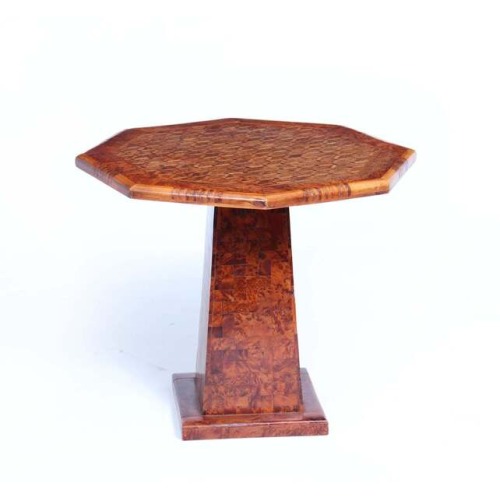 French Occasional Pedestal Table In Burr Elm