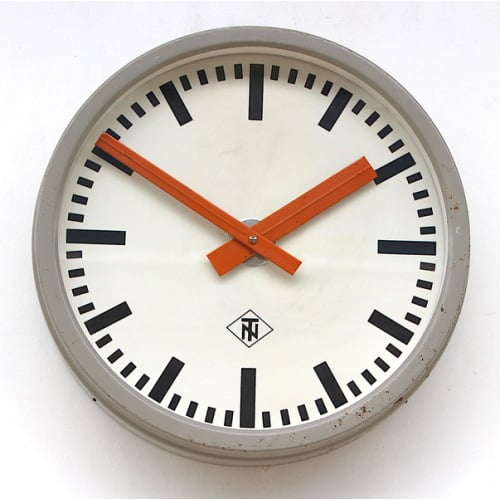 1970s West German Vintage Factory Wall Clock. Fully Guaranteed