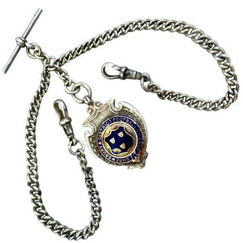 Antique Victorian English solid silver double Watch Albert Chain 40g C.1904