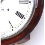 Large 37cm Mahogany Railway Wall Clock Factory. Fully Guaranteed